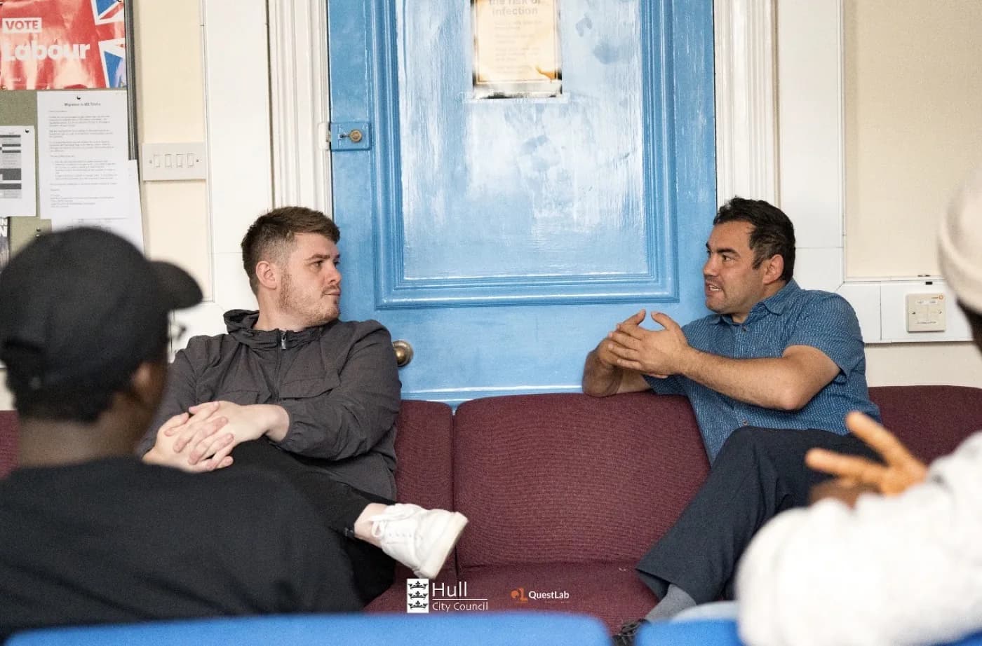 Community conversation on the sofa